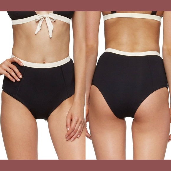NWT Tavik Paradise High Waist Bikini‎ Bottoms in Black/Tapioca [SZ Medium ] - Picture 1 of 10